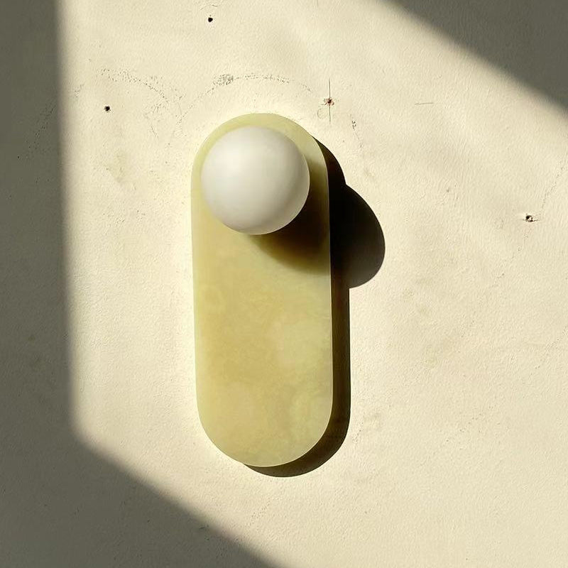 Lucie Jade Wall Lamp - Natural Stone & Glass Mid-Century Sconce