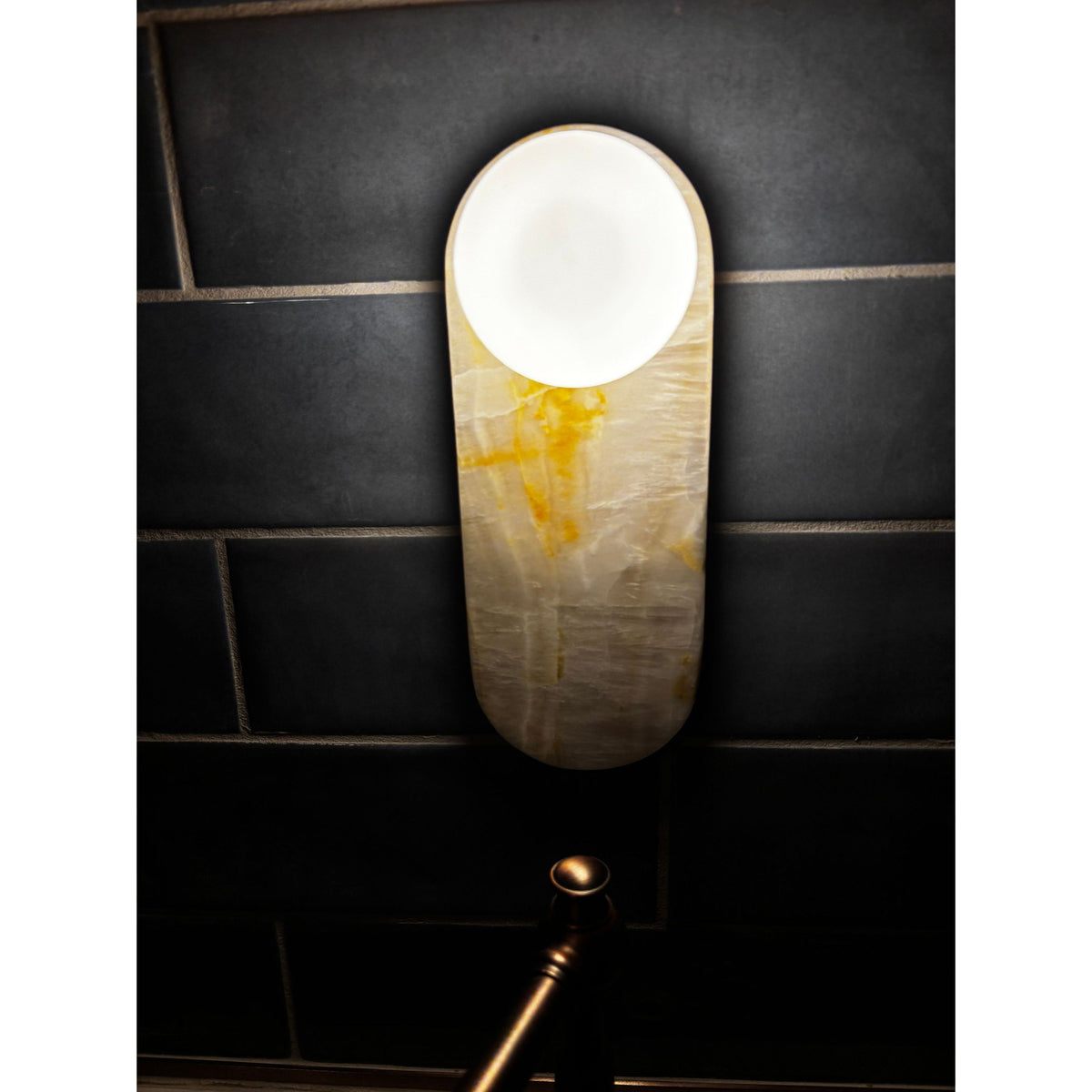 Lucie Jade Wall Lamp - Natural Stone & Glass Mid-Century Sconce