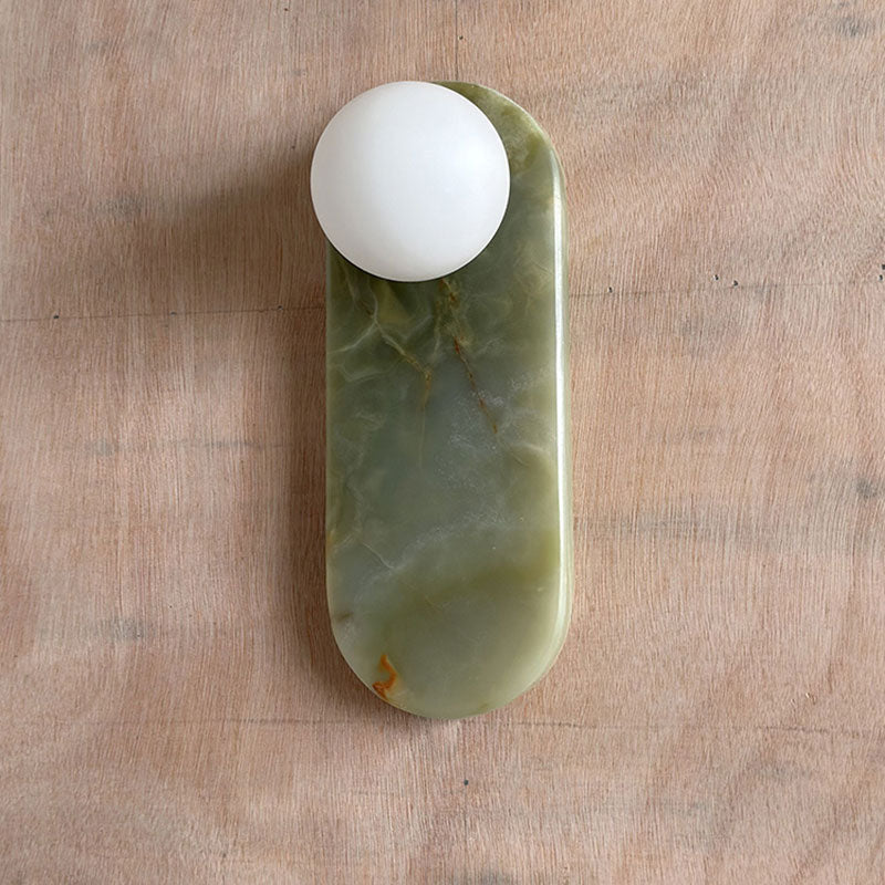 Lucie Jade Wall Lamp - Natural Stone & Glass Mid-Century Sconce