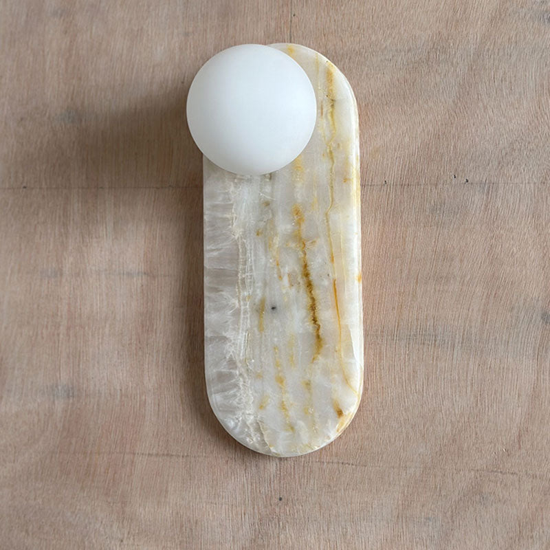 Lucie White Sconce - Minimalist White Jade & Glass Wall Light | Modern Luxury Stone Sconce