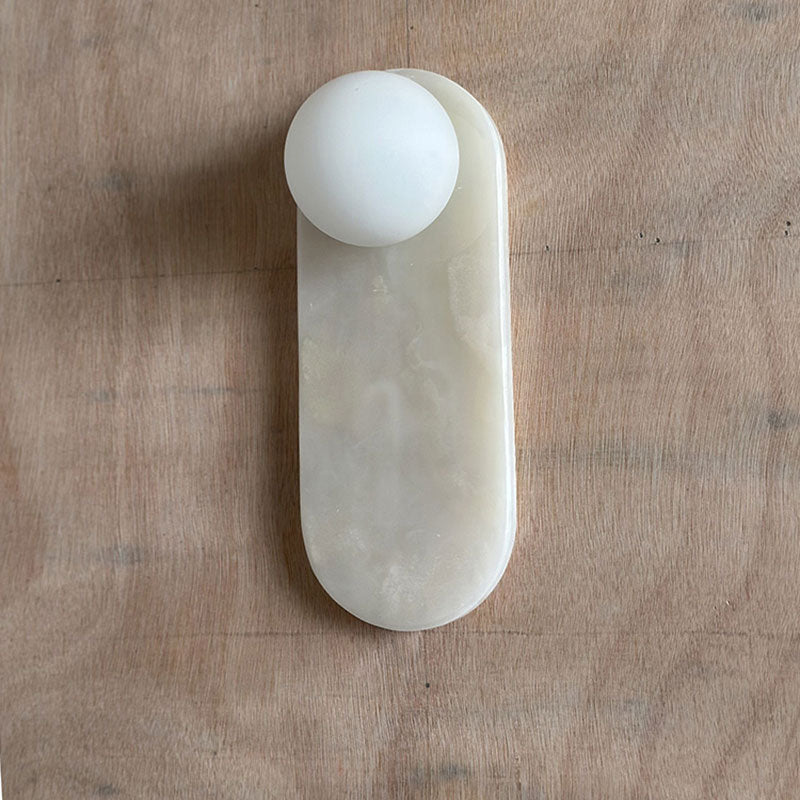 Lucie Jade Wall Lamp - Natural Stone & Glass Mid-Century Sconce