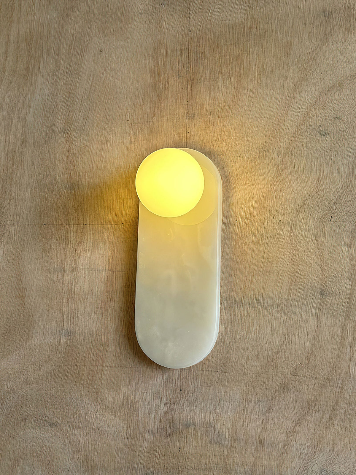 Lucie Jade Wall Lamp - Natural Stone & Glass Mid-Century Sconce