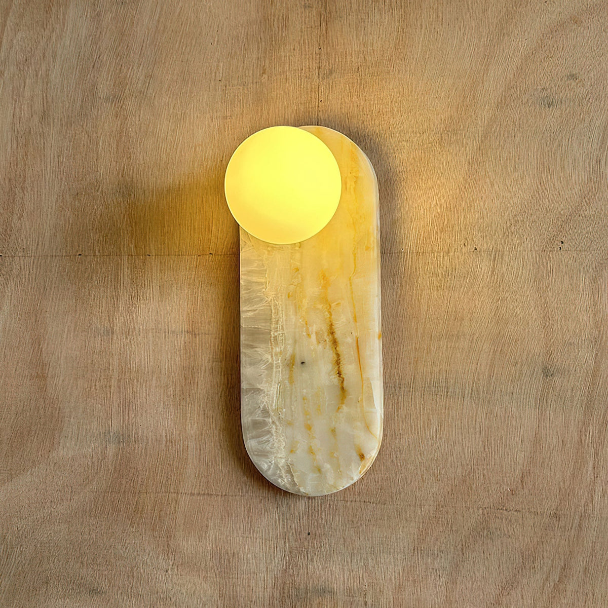Lucie Jade Wall Lamp - Natural Stone & Glass Mid-Century Sconce