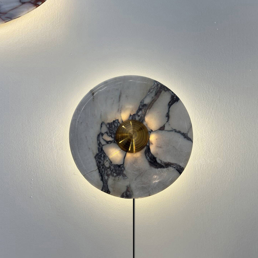 Lucie Marble Plug-in Wall Lamp - Parisian Stone LED Sconce