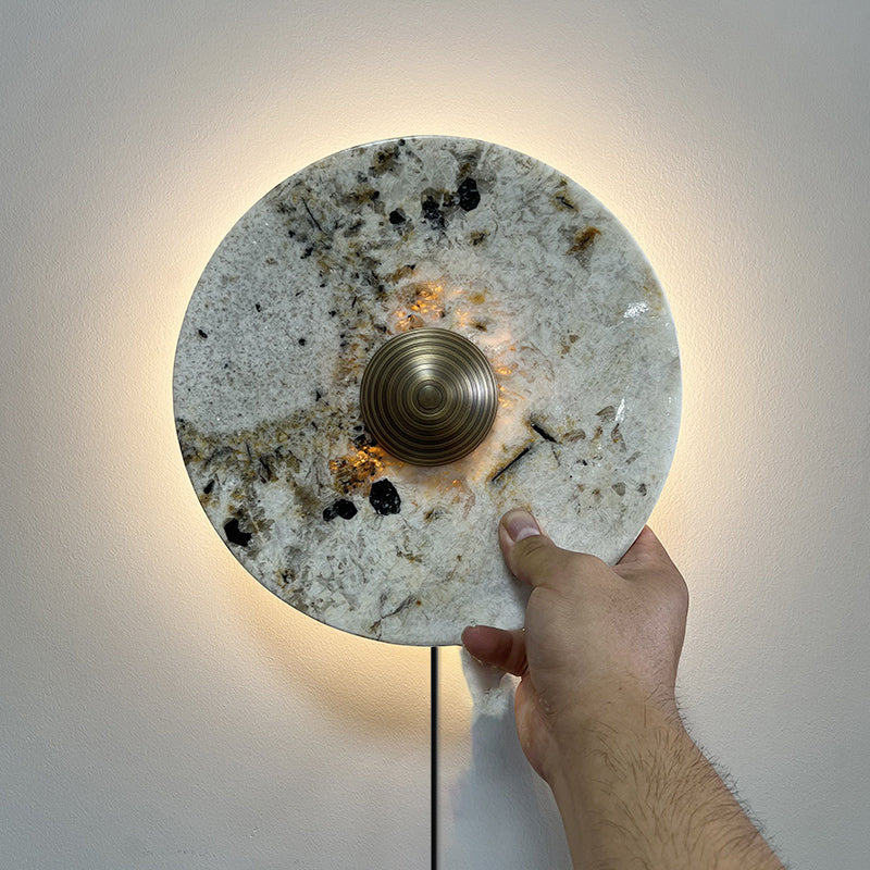 Lucie Marble Plug-in Wall Lamp - Parisian Stone LED Sconce