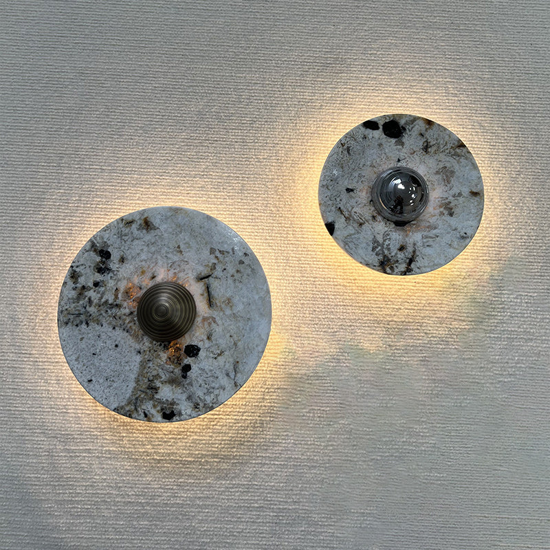 Lucie Marble Wall Lamp - Round Natural Stone Sconce with Integrated LED
