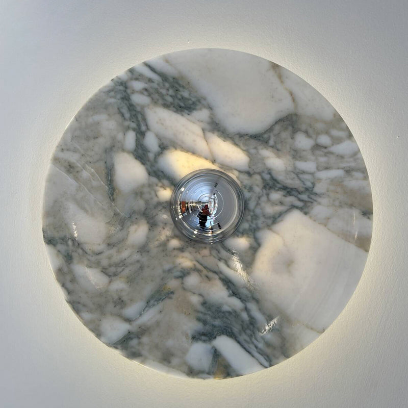 Lucie Marble Wall Lamp - Round Natural Stone Sconce with Integrated LED