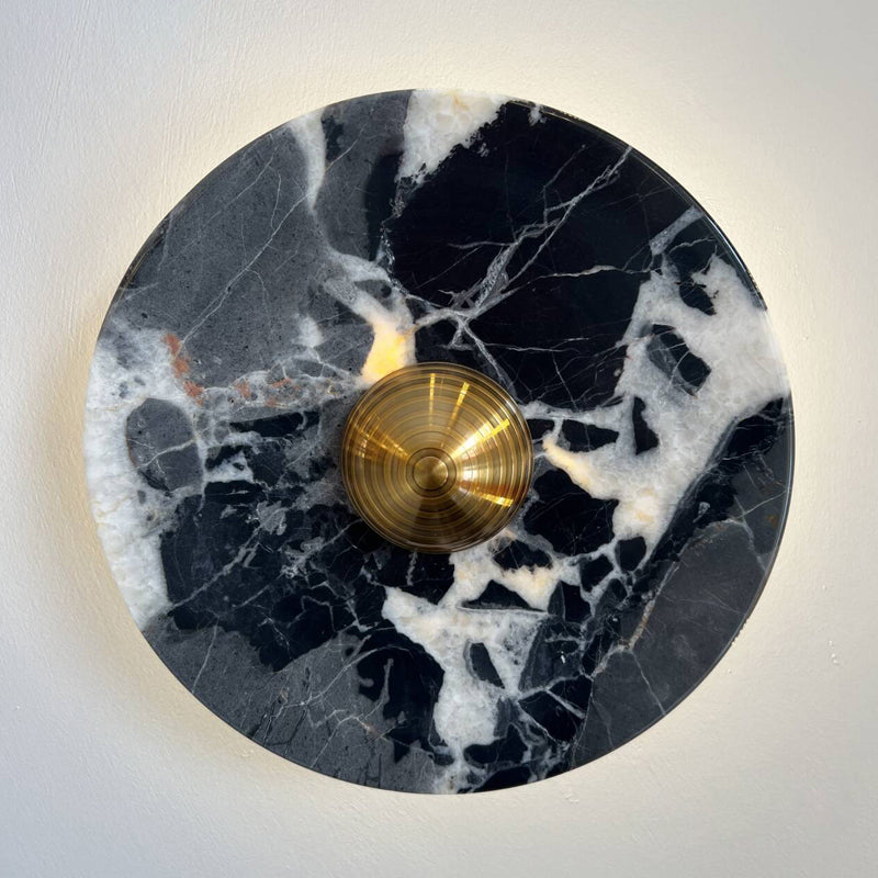 Lucie Marble Wall Lamp - Round Natural Stone Sconce with Integrated LED