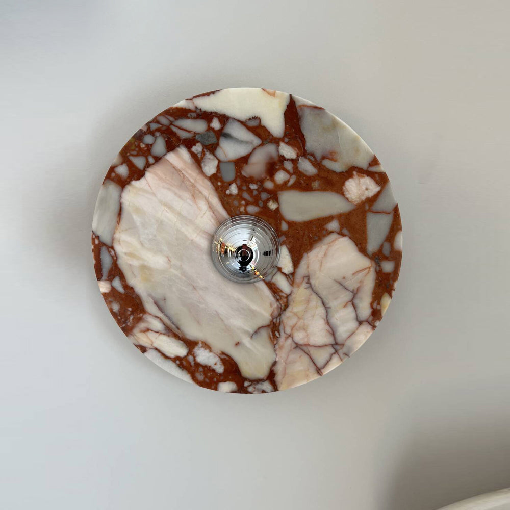 Lucie Marble Wall Lamp - Round Natural Stone Sconce with Integrated LED