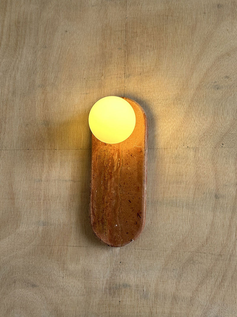 Lucie Oval Wall Lamp - Natural Marble & Glass Mid-Century Sconce