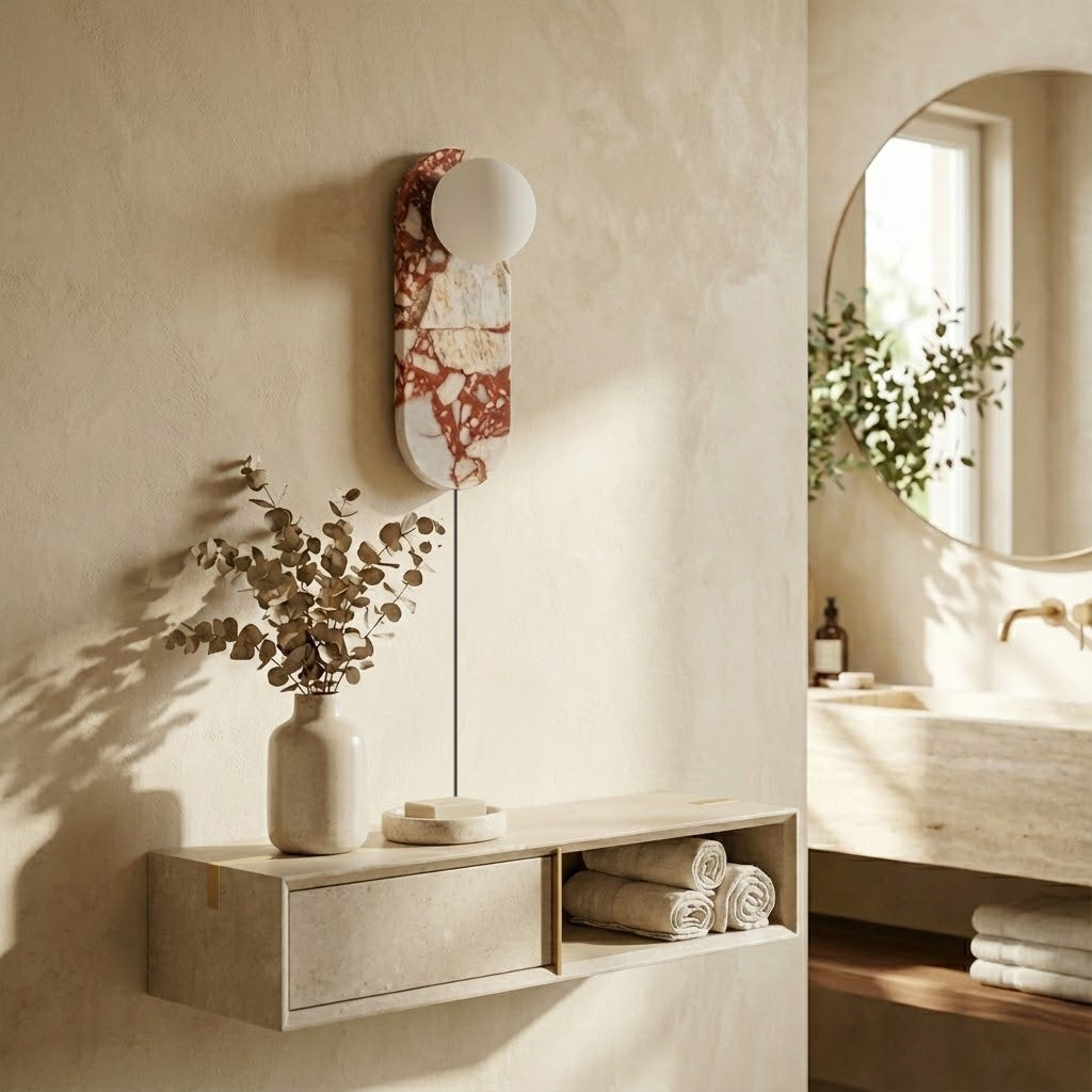 Lucie Red Plug-in Wall Lamp - Crimson Marble & Glass Sconce