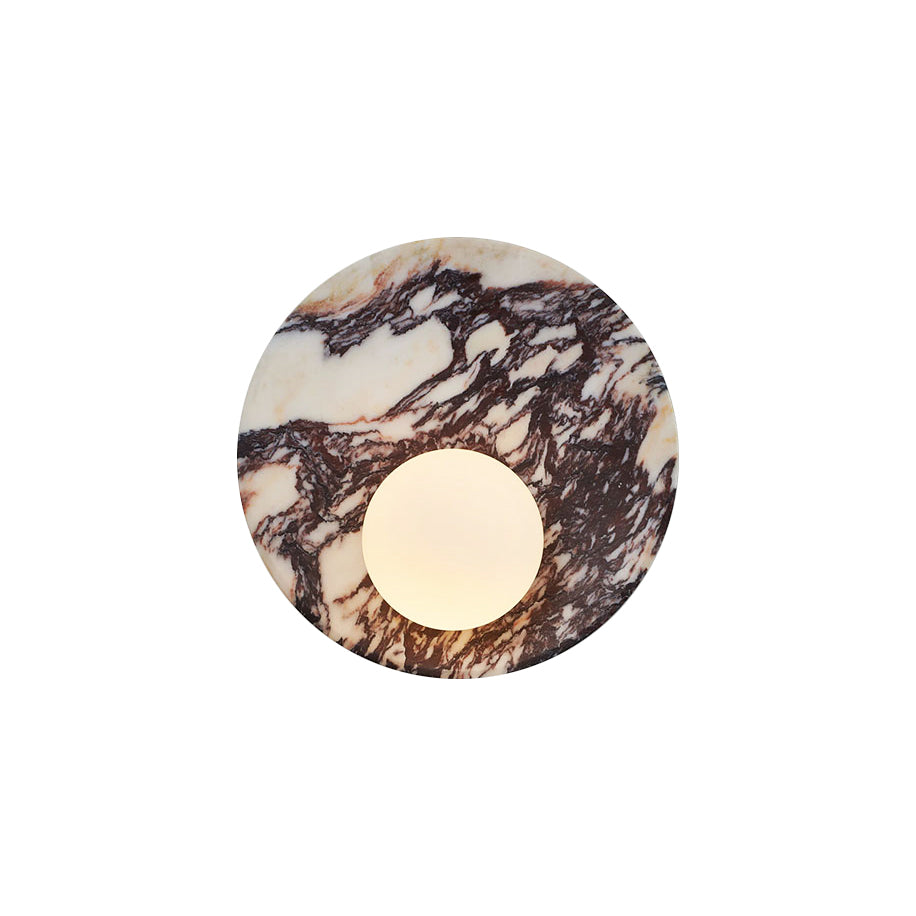 Lucie Round Wall Lamp - Dior-Inspired Marble Disc & Glass Sconce