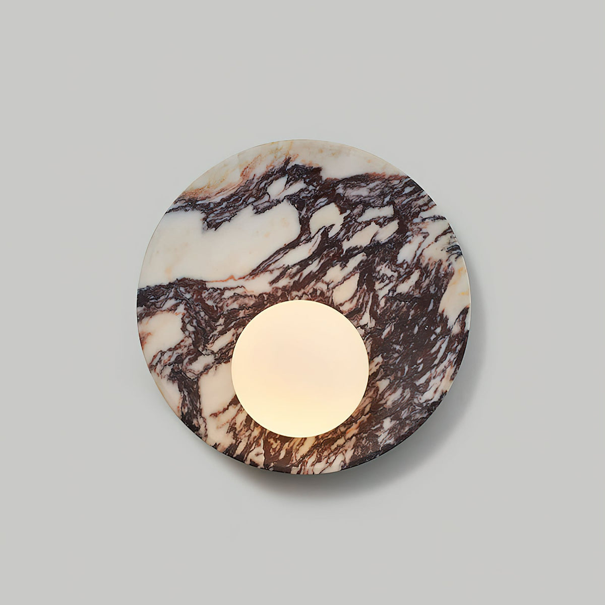 Lucie Round Wall Lamp - Dior-Inspired Marble Disc & Glass Sconce