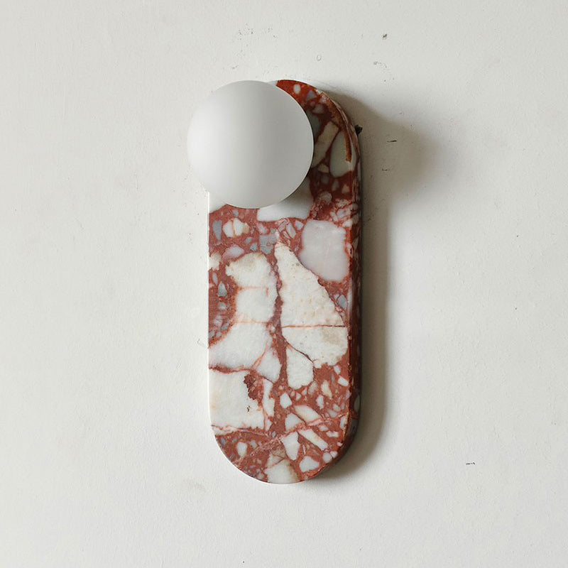 Lucie Wall Lamp - Mid-Century Modern Marble & Glass Sconce | Luxury Natural Stone Wall Light