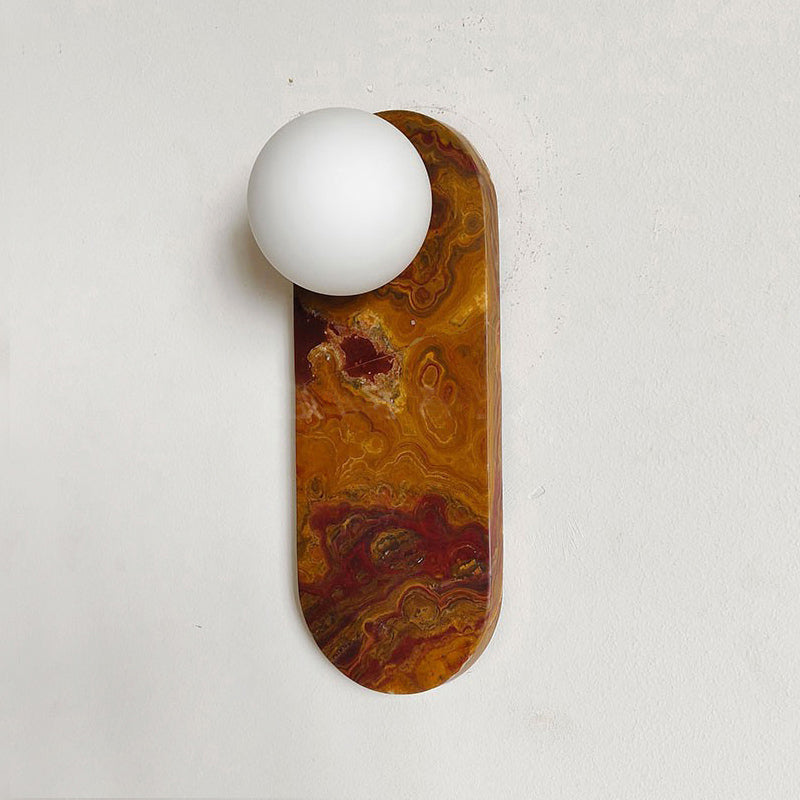 Lucie Wall Lamp - Mid-Century Modern Marble & Glass Sconce | Luxury Natural Stone Wall Light