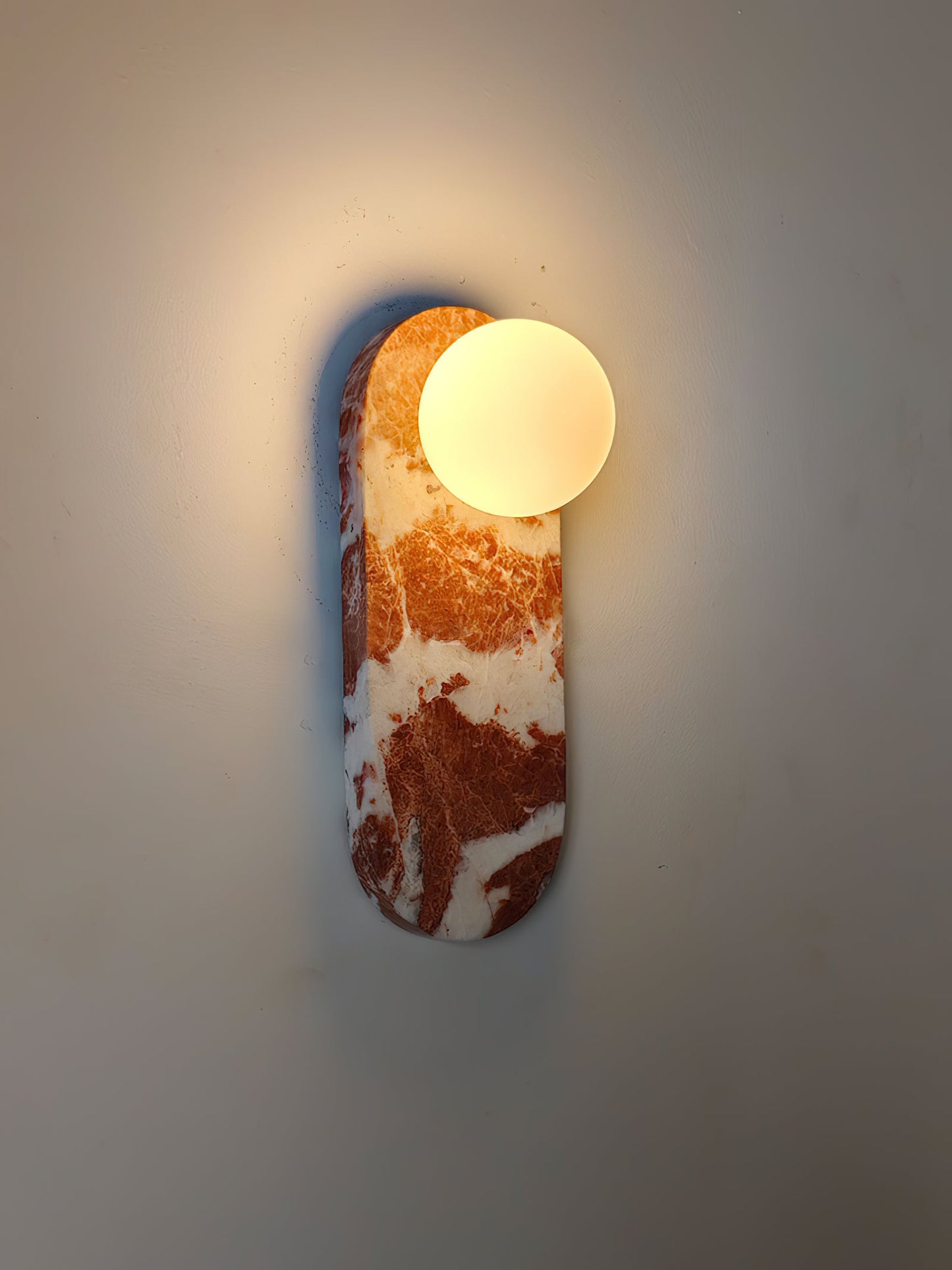 Lucie Wall Lamp - Mid-Century Modern Marble & Glass Sconce | Luxury Natural Stone Wall Light