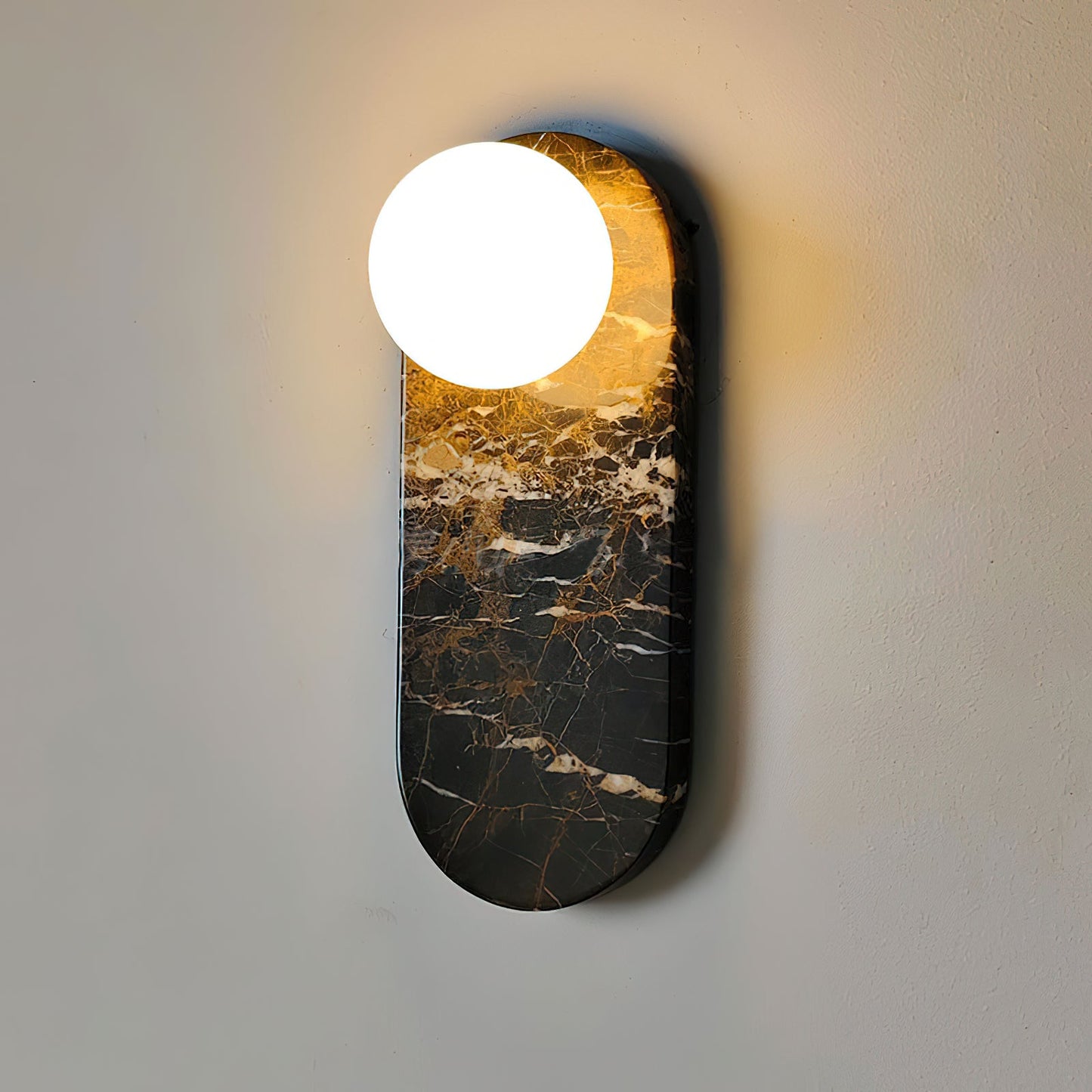 Lucie Wall Lamp - Mid-Century Modern Marble & Glass Sconce | Luxury Natural Stone Wall Light