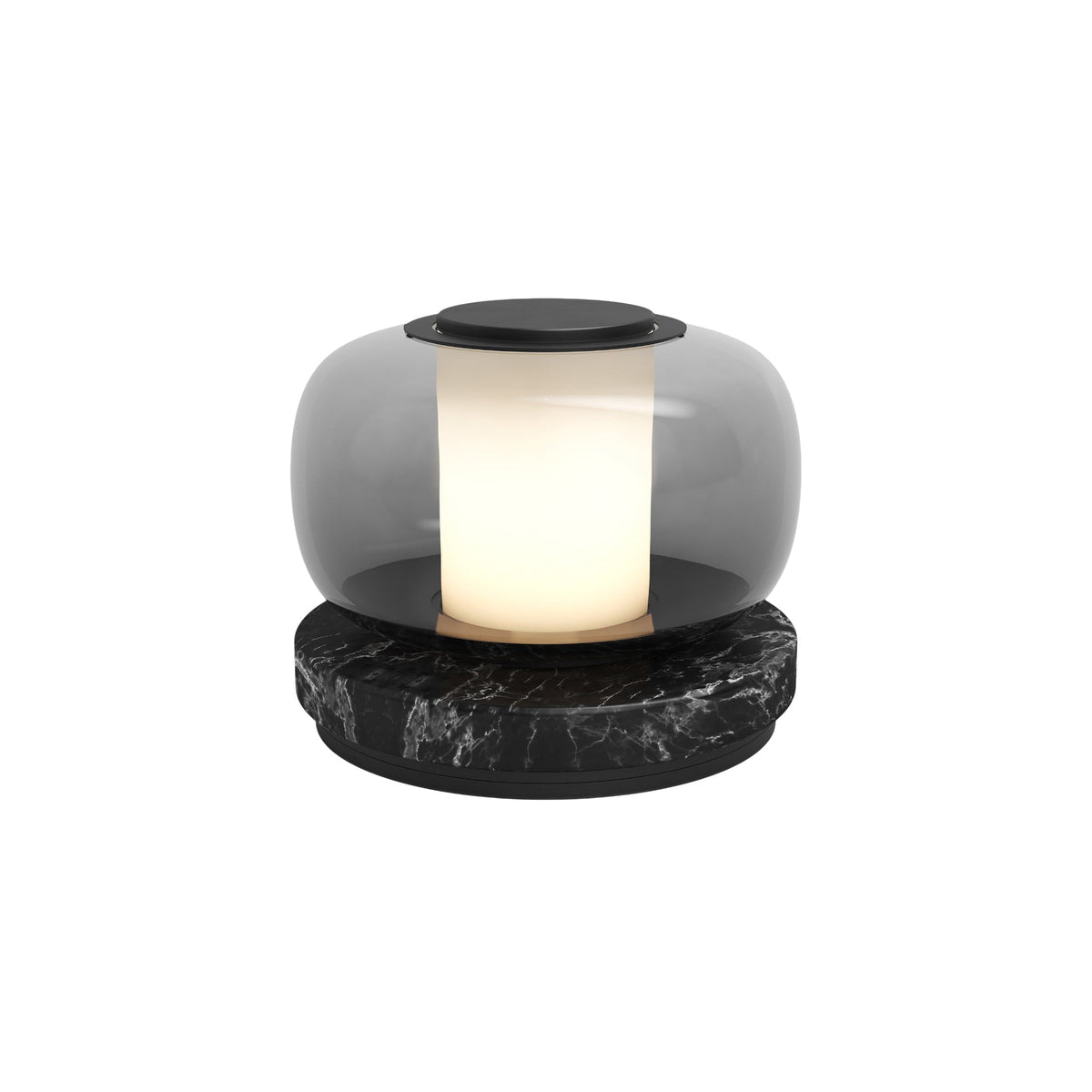 Luna A Table Lamp - Natural Marble & Blown Glass LED Desk Lamp