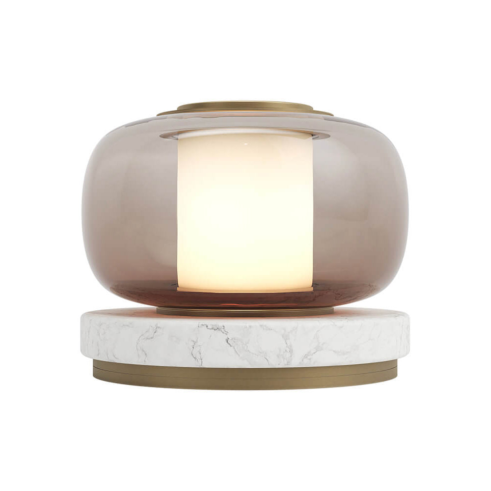 Luna A Table Lamp - Natural Marble & Blown Glass LED Desk Lamp