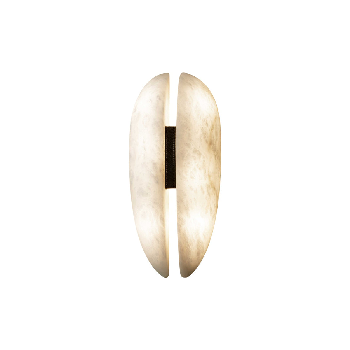 Luna Alabaster Wall Lamp - Natural Stone & Leather Detail Brass LED Sconce