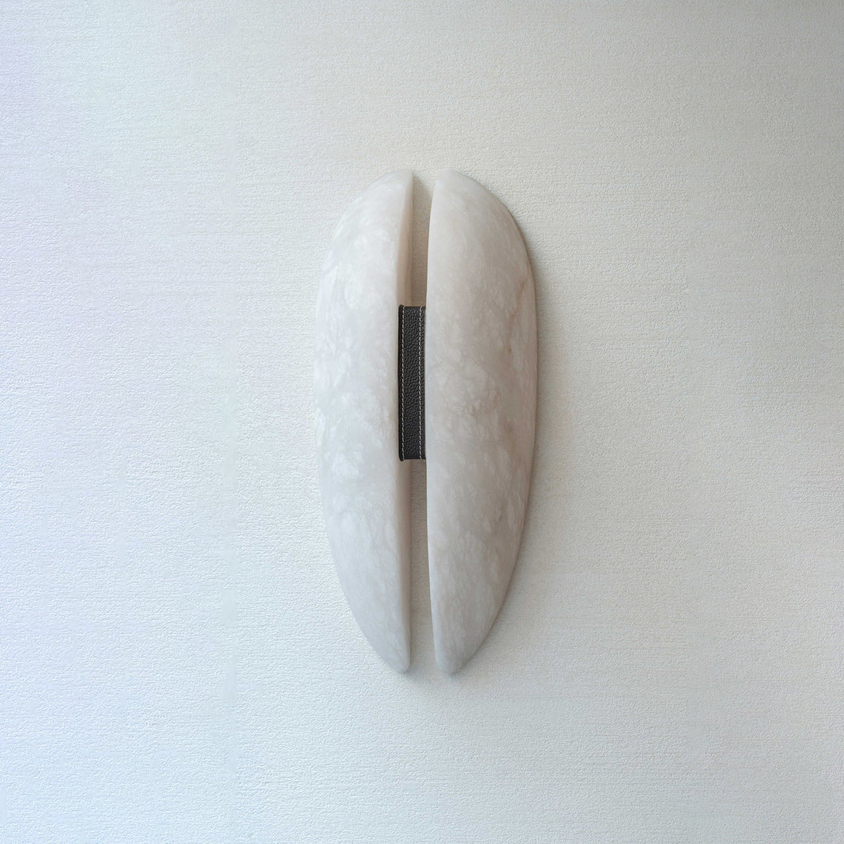Luna Alabaster Wall Lamp - Natural Stone & Leather Detail Brass LED Sconce
