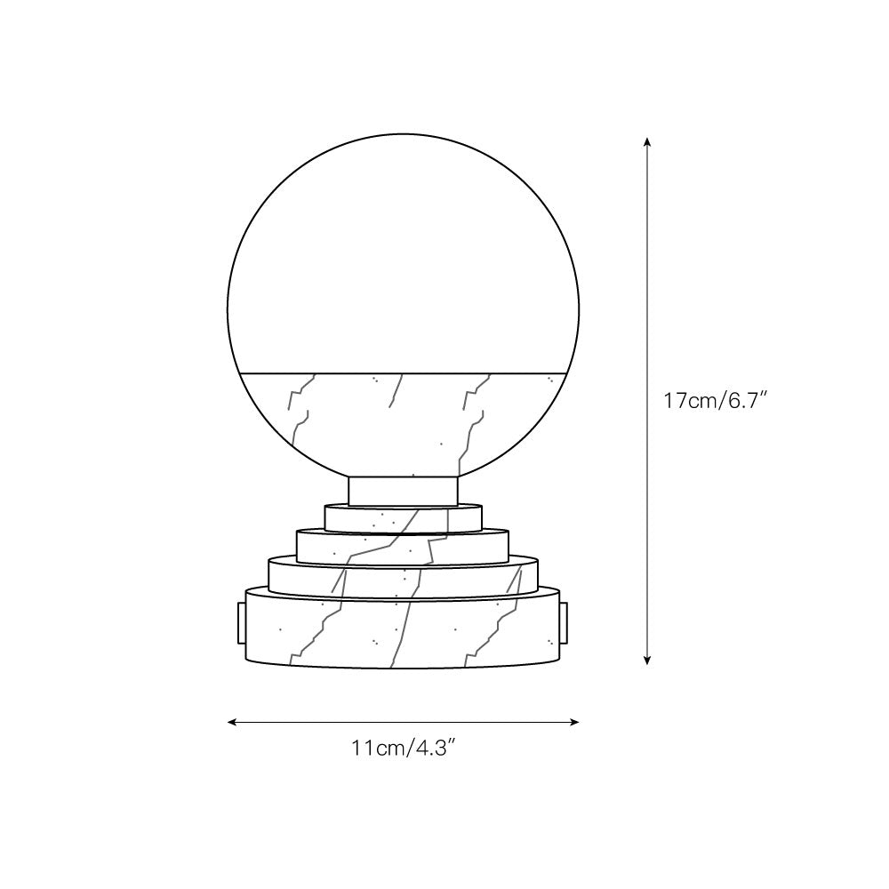 Lunar Marble Table Lamp - Natural Marble & White Jade Spherical Desk Light