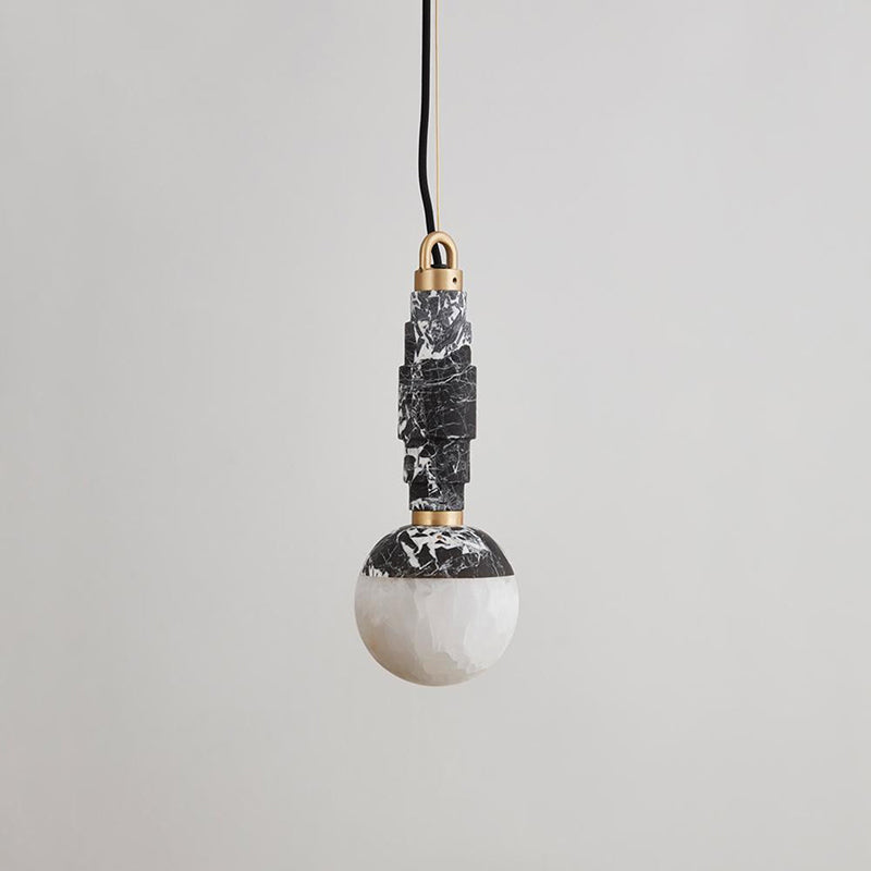 Lunar Marble Pendant Lamp - Natural Stone & Alabaster Moon Pendant Light