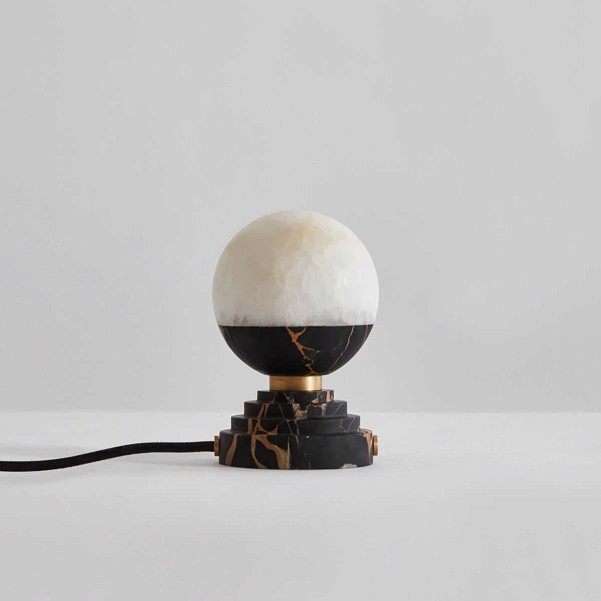 Lunar Marble Table Lamp - Natural Marble & White Jade Spherical Desk Light