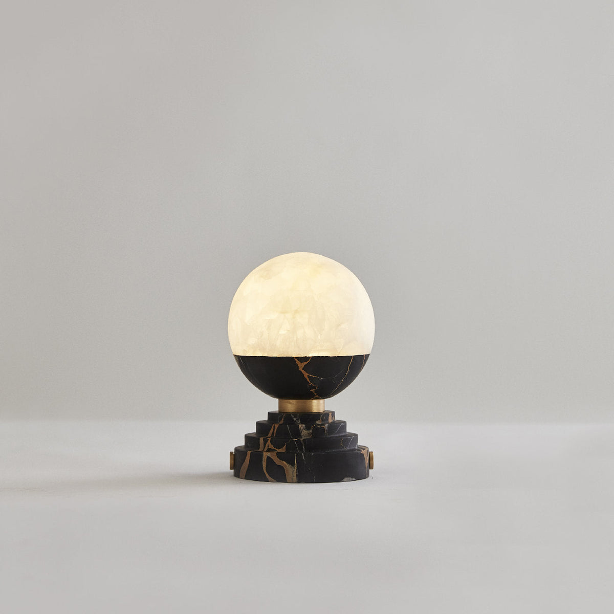 Lunar Marble Table Lamp - Natural Marble & White Jade Spherical Desk Light