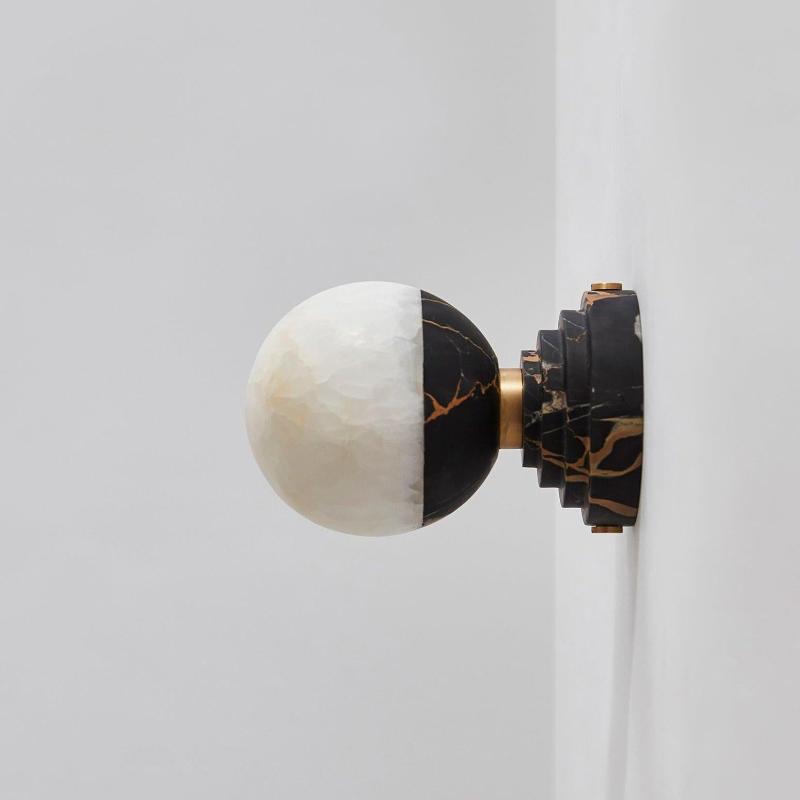 Lunar Marble Wall Lamp - Natural Marble & Alabaster Spherical Wall Sconce