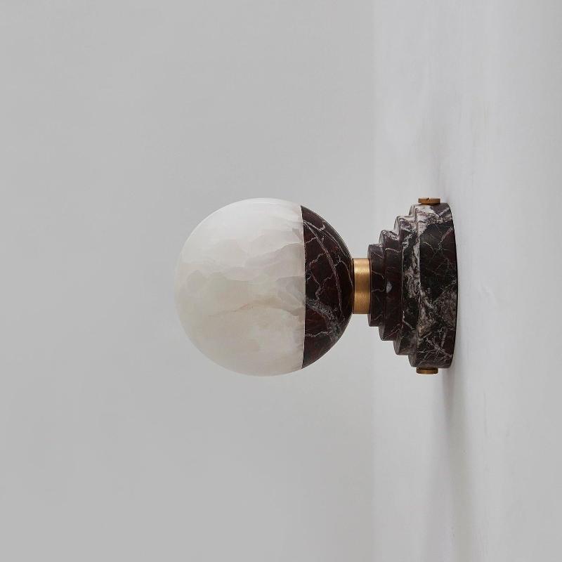 Lunar Marble Wall Lamp - Natural Marble & Alabaster Spherical Wall Sconce