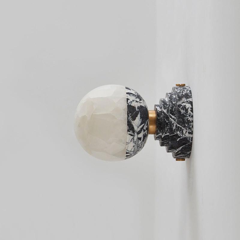 Lunar Marble Wall Lamp - Natural Marble & Alabaster Spherical Wall Sconce
