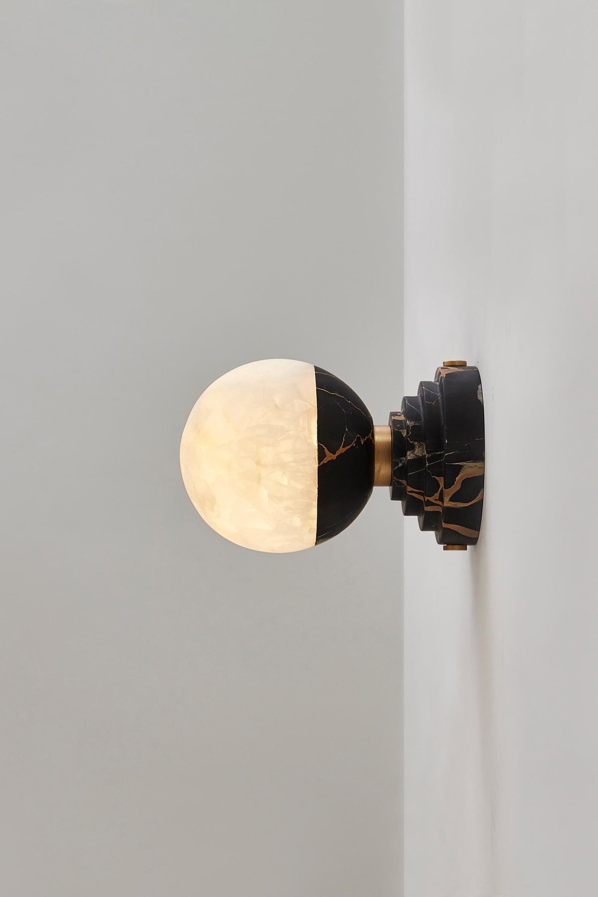 Lunar Marble Wall Lamp - Natural Marble & Alabaster Spherical Wall Sconce
