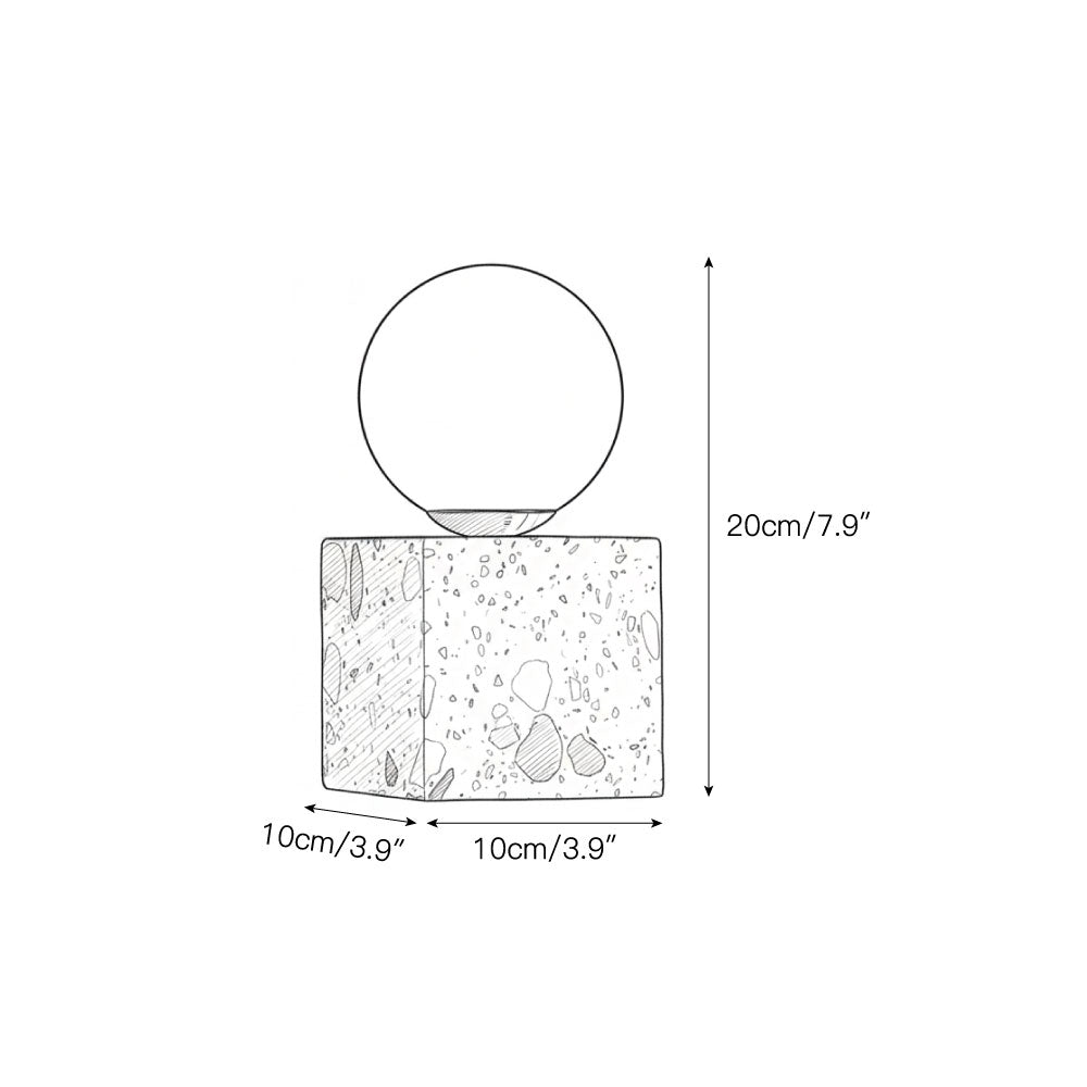 Lunas Terrazzo Cube Wall Sconce - Modern Rectangular Stone Sconce