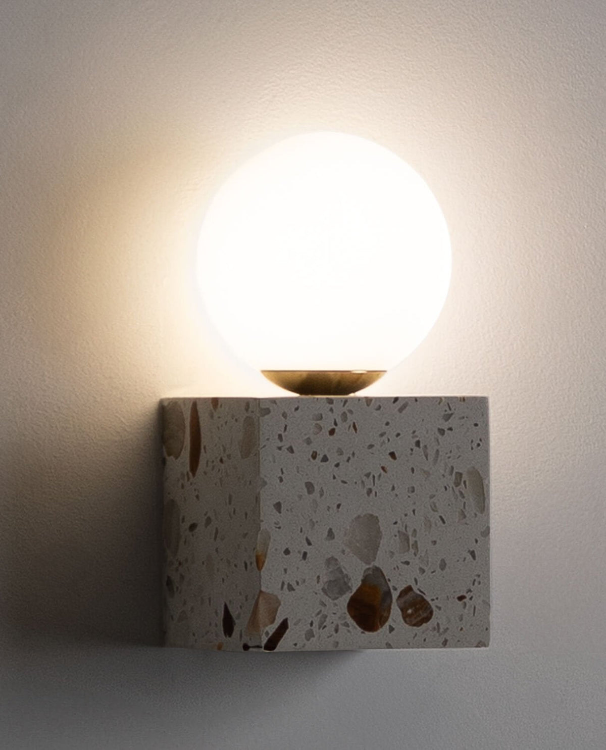 Lunas Terrazzo Cube Wall Sconce - Modern Rectangular Stone Sconce