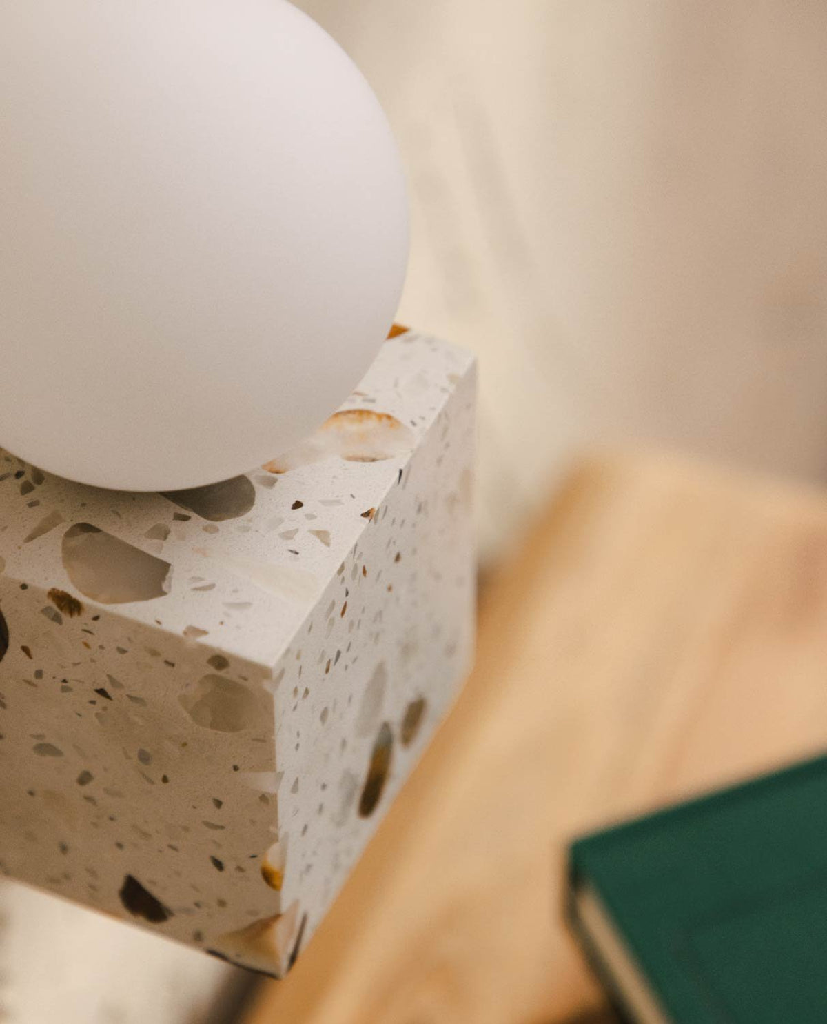 Lunas Terrazzo Cube Wall Sconce - Modern Rectangular Stone Sconce