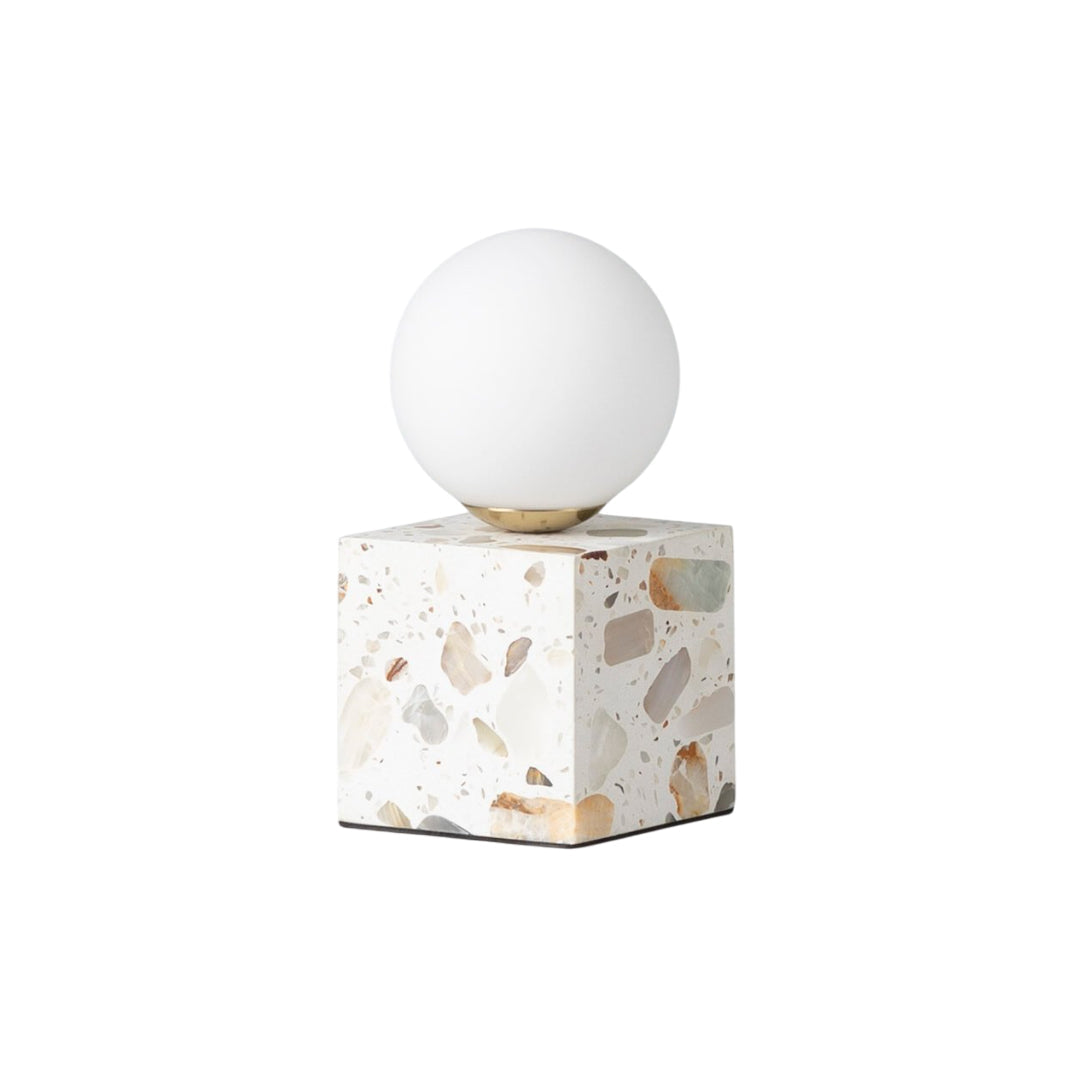 Lunas Terrazzo Table Lamp - Artisan Stone Block & Glass Desk Light