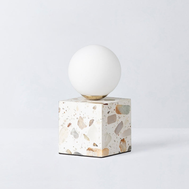 Lunas Terrazzo Table Lamp - Artisan Stone Block & Glass Desk Light
