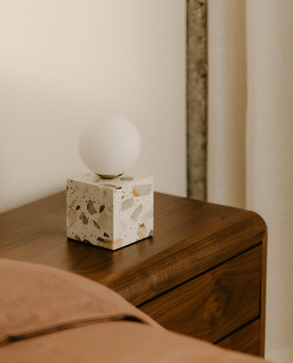 Lunas Terrazzo Table Lamp - Artisan Stone Block & Glass Desk Light