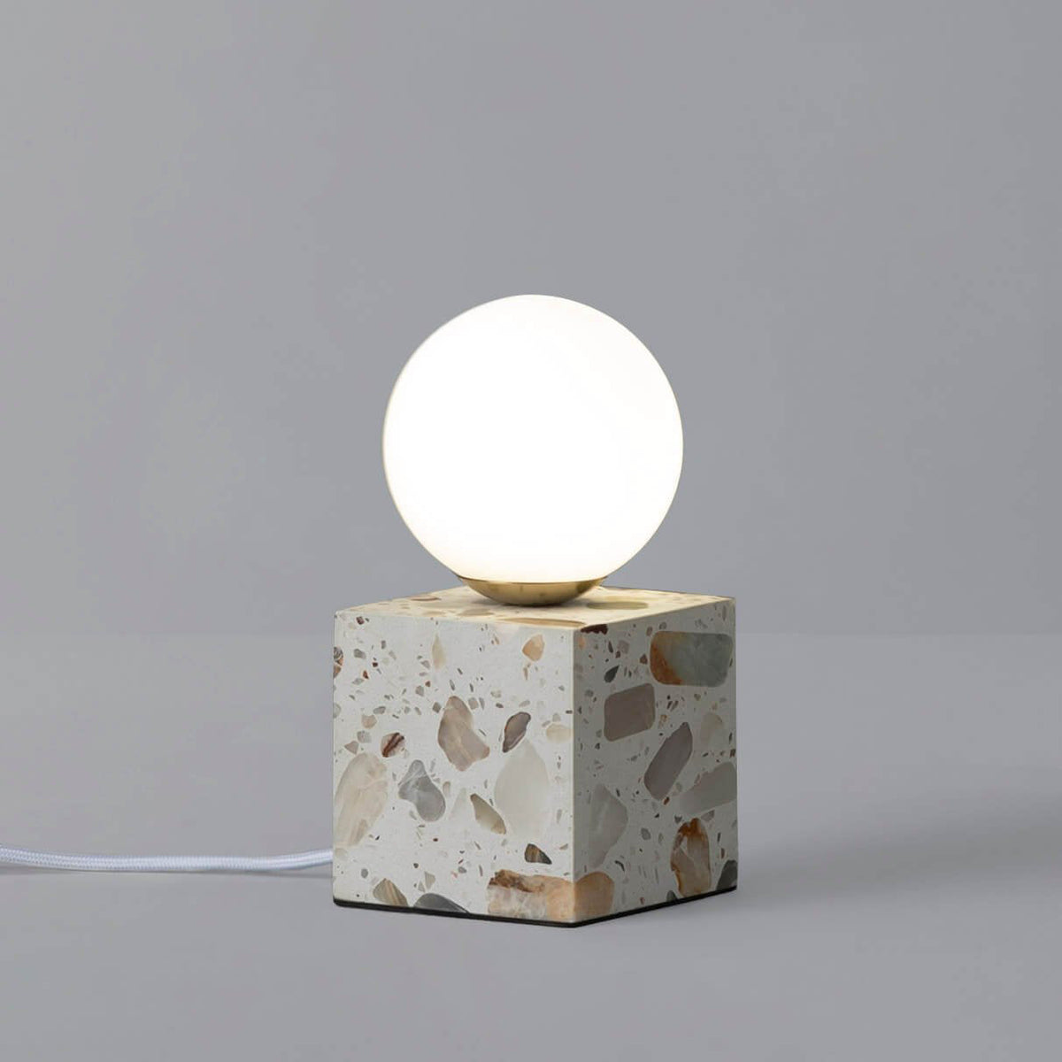 Lunas Terrazzo Table Lamp - Artisan Stone Block & Glass Desk Light