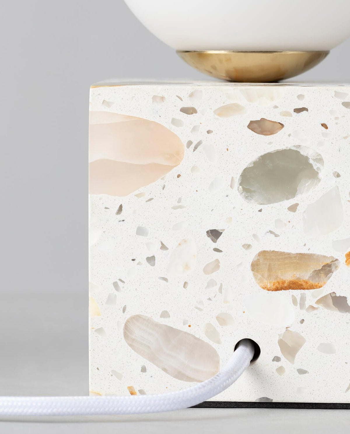 Lunas Terrazzo Table Lamp - Artisan Stone Block & Glass Desk Light