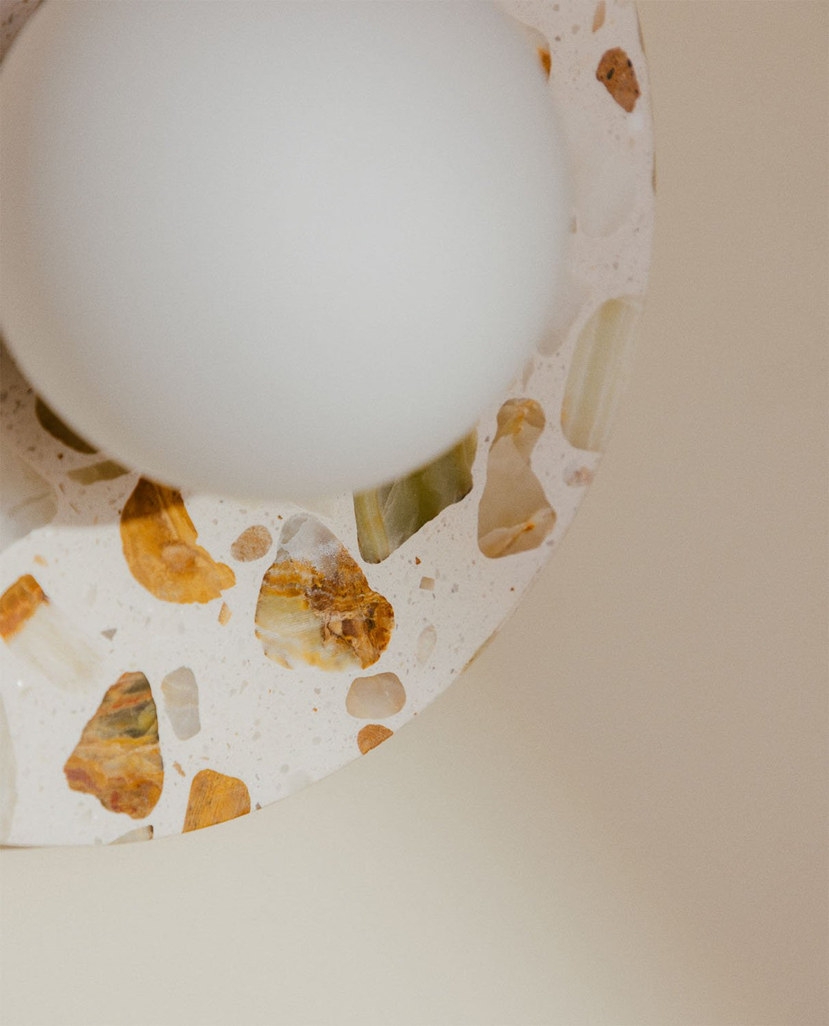 Lunas Terrazzo Wall Lamp - Sculptural Stone & Glass Circular Sconce