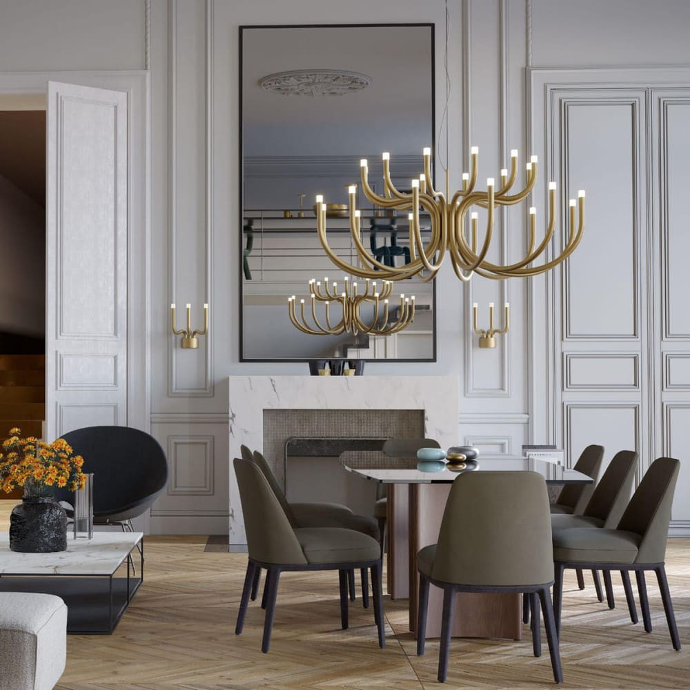 Luxor Chandelier - Tiered Brass & Perspex Diffuser LED Pendant