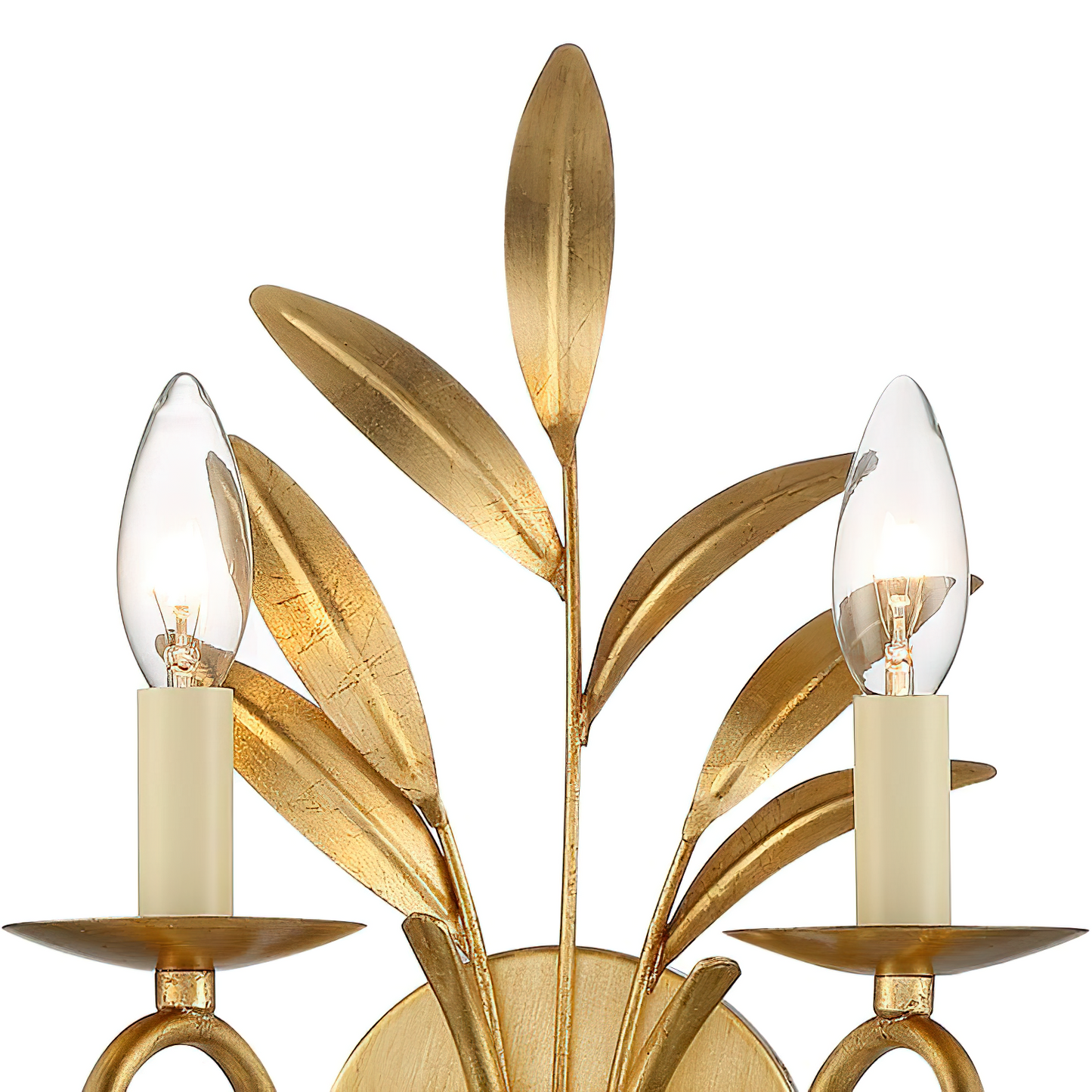Lydia Crystal Sconces - Traditional Brass Leaf & Faceted Crystal Wall Light