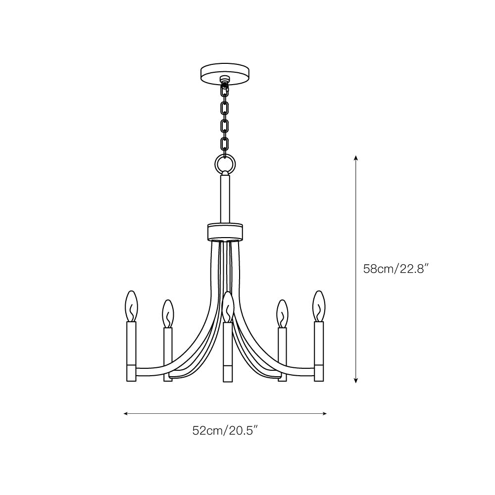Lyndon Chandelier - Modern Transitional Brass & Black Pendant | Curved Arm Candelabra Chandelier