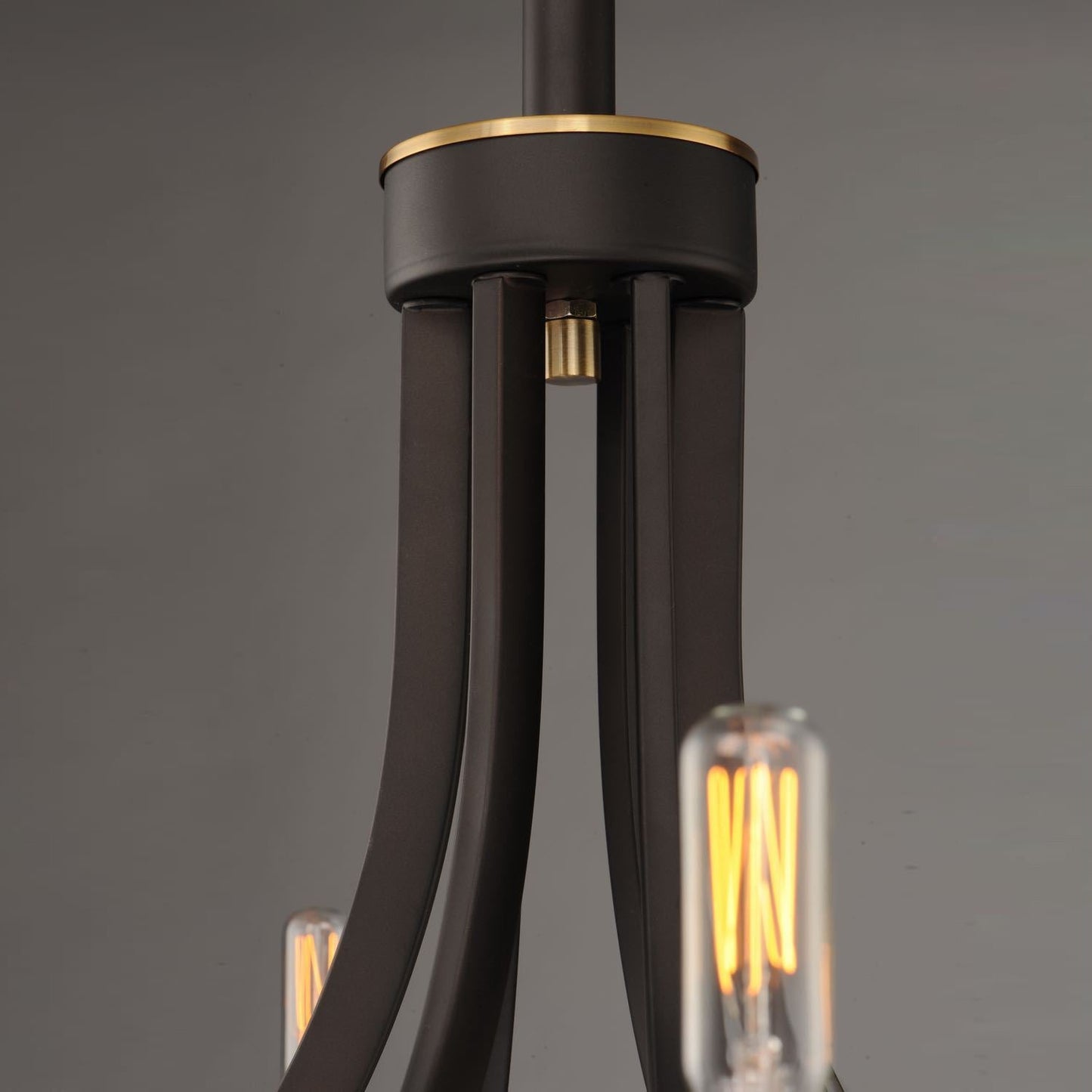 Lyndon Chandelier - Modern Transitional Brass & Black Pendant | Curved Arm Candelabra Chandelier