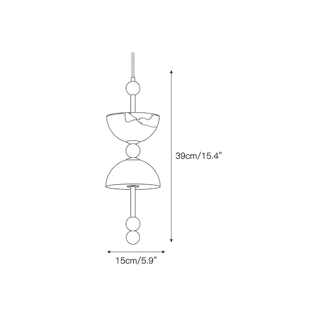 Lyra Alabaster Pendant Lamp - Natural Spanish Alabaster & Solid Brass LED Pendant