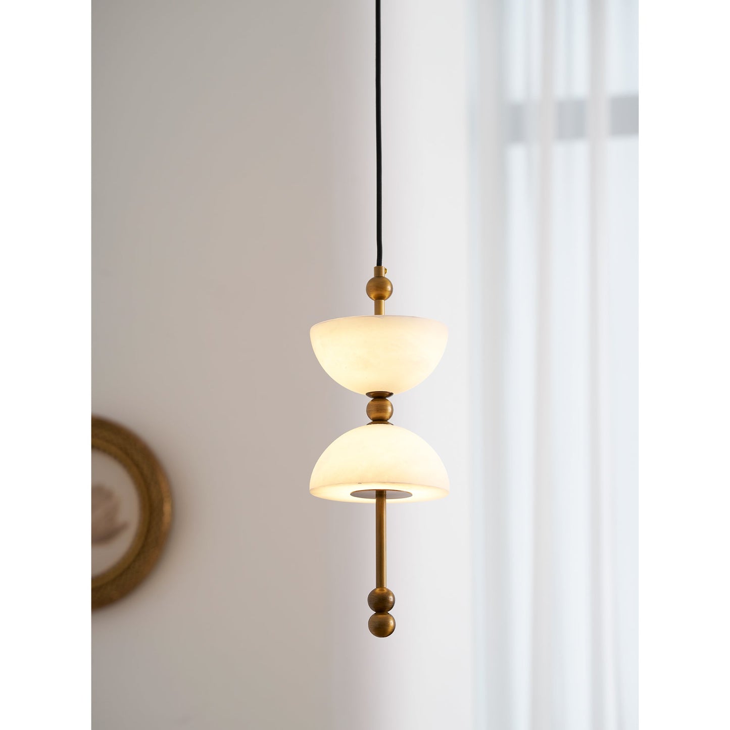Lyra Alabaster Pendant Lamp - Natural Spanish Alabaster & Solid Brass LED Pendant