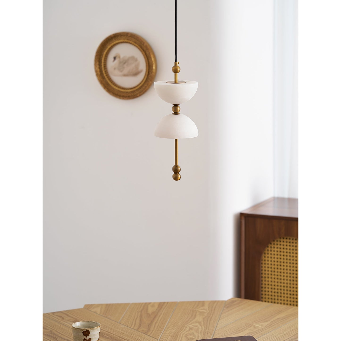 Lyra Alabaster Pendant Lamp - Natural Spanish Alabaster & Solid Brass LED Pendant