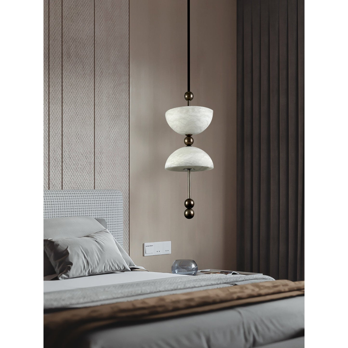 Lyra Alabaster Pendant Lamp - Natural Spanish Alabaster & Solid Brass LED Pendant